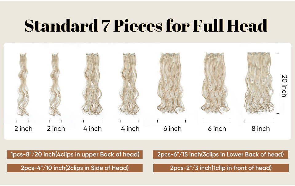 Ensemble de perruques synthétiques 16 cartes 7 pièces, cheveux longs bouclés pour femmes, extensions de cheveux en soie mate haute température_voghion.com