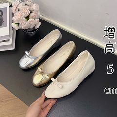 5cm身長アップ フェアリースタイル リボン ラウンドトゥ ソフトソール バレエシューズ 女性用 夏用 アウター スカート付き 足が疲れにくい靴