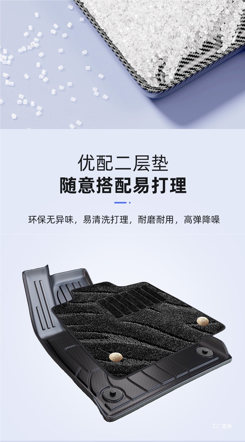 Five Blessings Golden Ox Carbon Fiber Pattern Tpe Car Floor Mats for Audi, Aito M7, Li Auto L7, Buick Gl8, Lanzheng, Denza, and Peihui