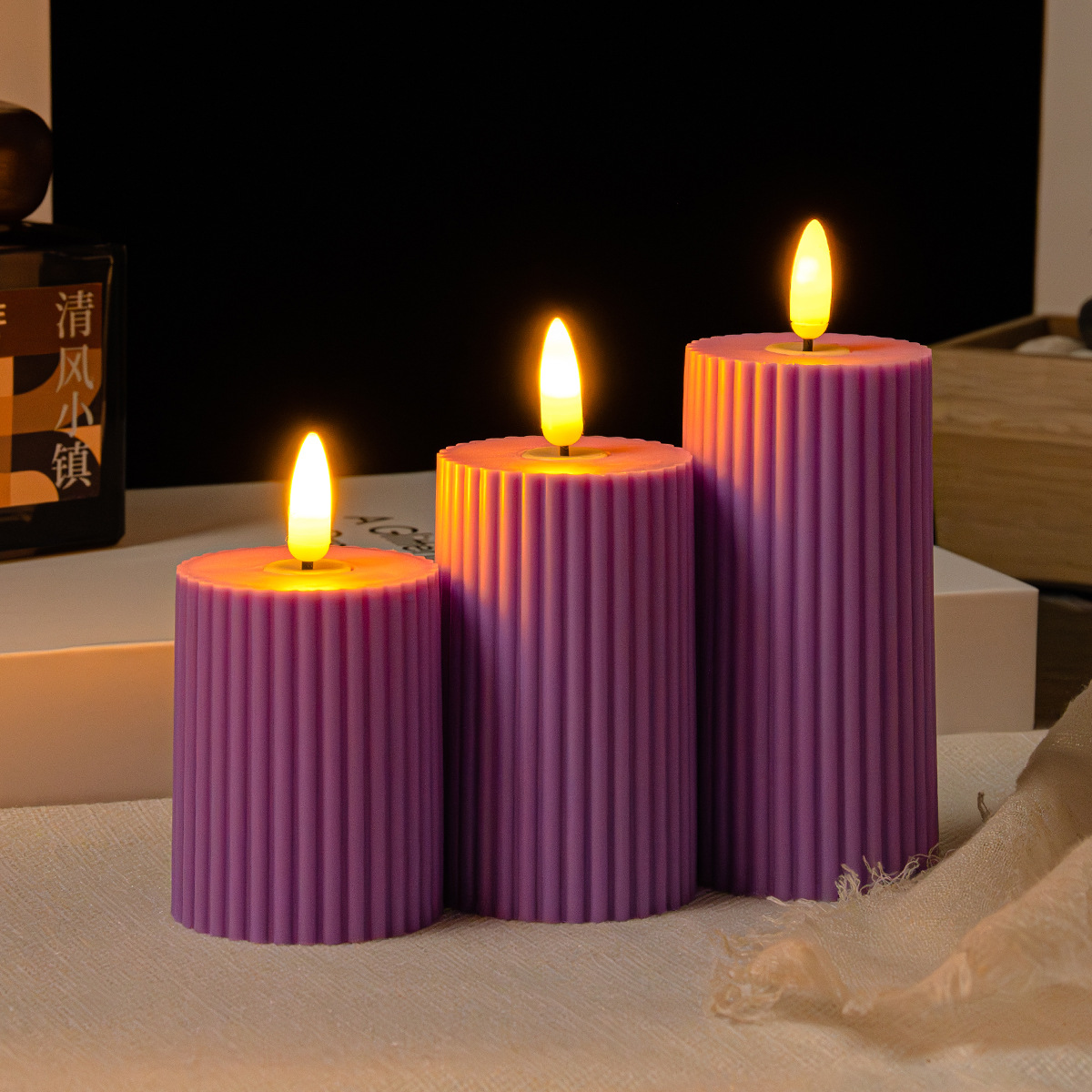Candlas electrónicas sin llama de plástico espiral de pilares romanos de navidad decoración del hogar luces de atmósfera de vacaciones