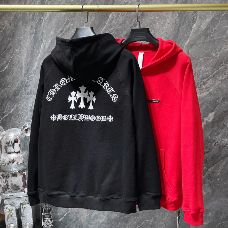 24SS CH Back Sanskrit Embroidered Hooded Jacket Hooded Sweatshirt Couple's Jacket Cross-border Exclusive