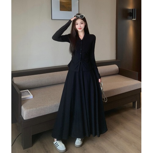 大码女装胖mm巨显瘦套装裙子早秋松弛感穿搭一整套遮肉气质两件套|undefined