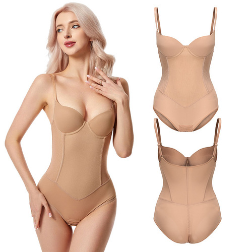 Cross-border enhanced version of the body shaper with steel ring bra jumpsuit with 7 steel bones for powerful abdominal control, waist and hip lift