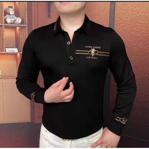 New Autumn Men's High-Quality Long-Sleeve Polo Shirt with Stand Collar, Lightweight Luxury Business Casual Versatile Stylish Minimalist Harajuku Top