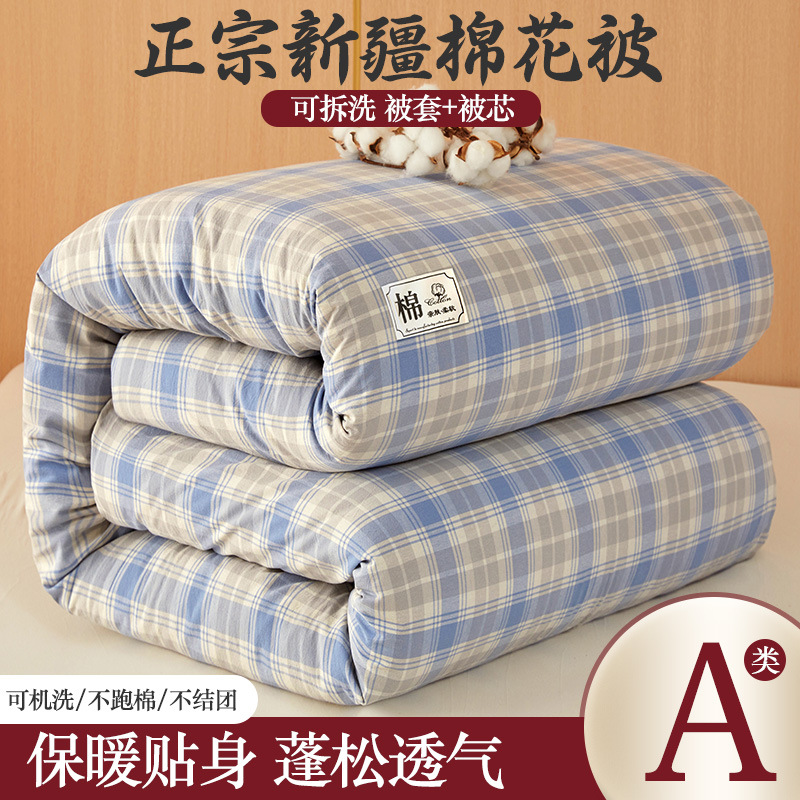 Removable and Washable Cotton Quilt, Spring & Fall Quilt Core with Quilt Cover, Washed Cotton Student Quilt, Four-Season Use