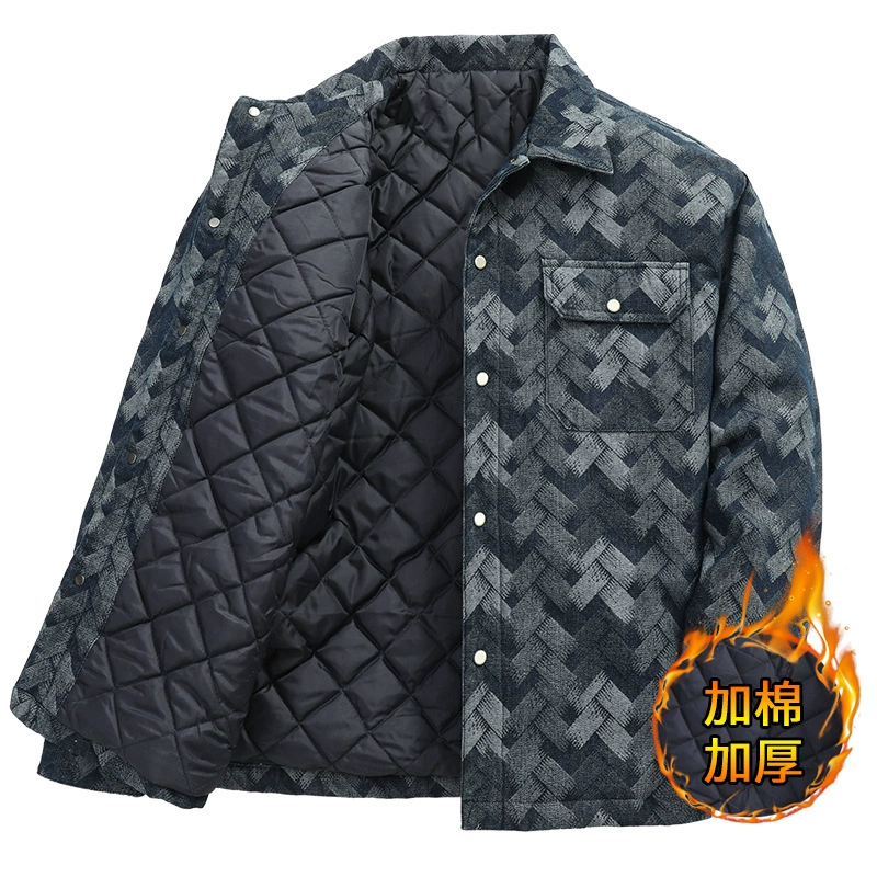 Европейское и американское ретро клетчатое джинсовое пальто мужское осеннее и зимнее новое удобрение