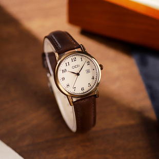 歌迪 GEDI Simple Korean Women's Watch Retro Advantage Round Bot Watch Student Quartz Watches Wholesale