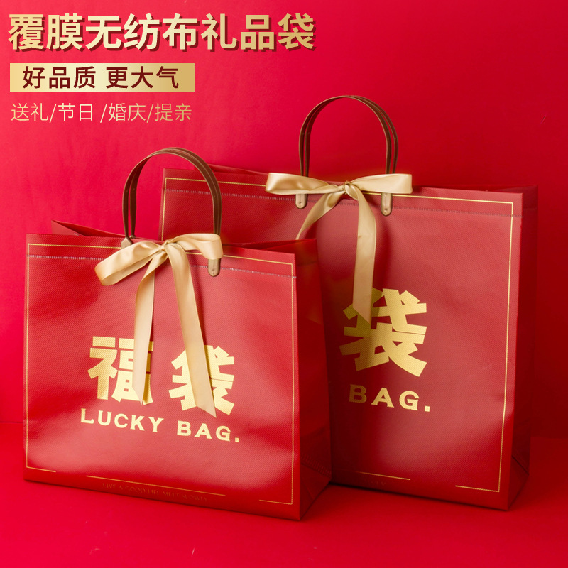 【10个】覆膜无纺布礼品袋节日福袋送礼礼品手提袋新款购物袋现货