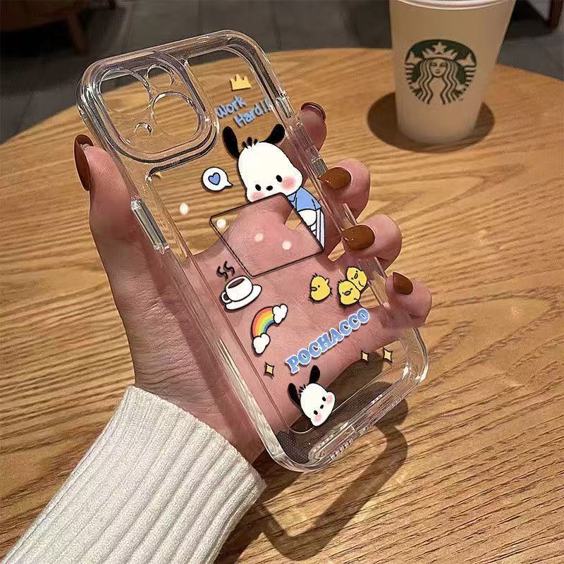 Pareja linda para iphone16promax funda para teléfono móvil transparente Apple 15 anti-caída 14pro dibujos animados 13/12