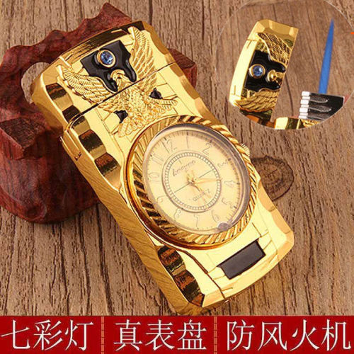 Cross-border creative watch lighter windproof personalized lighter real watch gift windproof straight metal lighter
