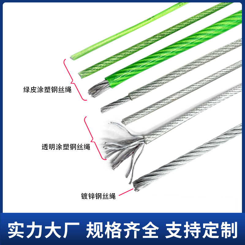 包装プラスチック亜鉛メッキワイヤーロープメーカー卸売り3mm-24mm防錆耐摩耗性亜鉛メッキ塗装プラスチック包装プラスチックワイヤーロープ|undefined