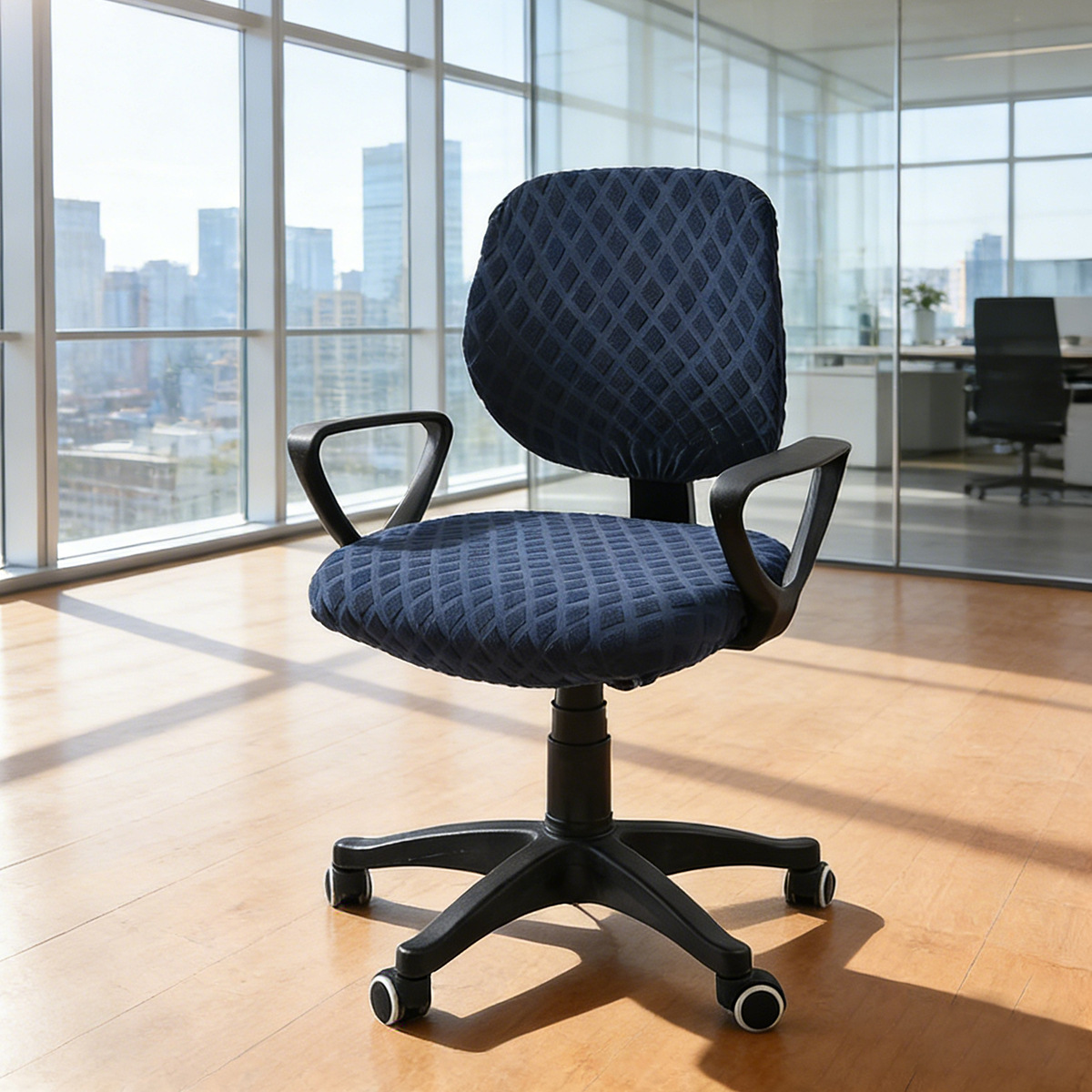 Funda para silla de oficina dividida con diamantes de jacquard elástico transfronterizo Funda para silla giratoria para ordenador de oficina en casa de color sólido europeo y americano de Amazon