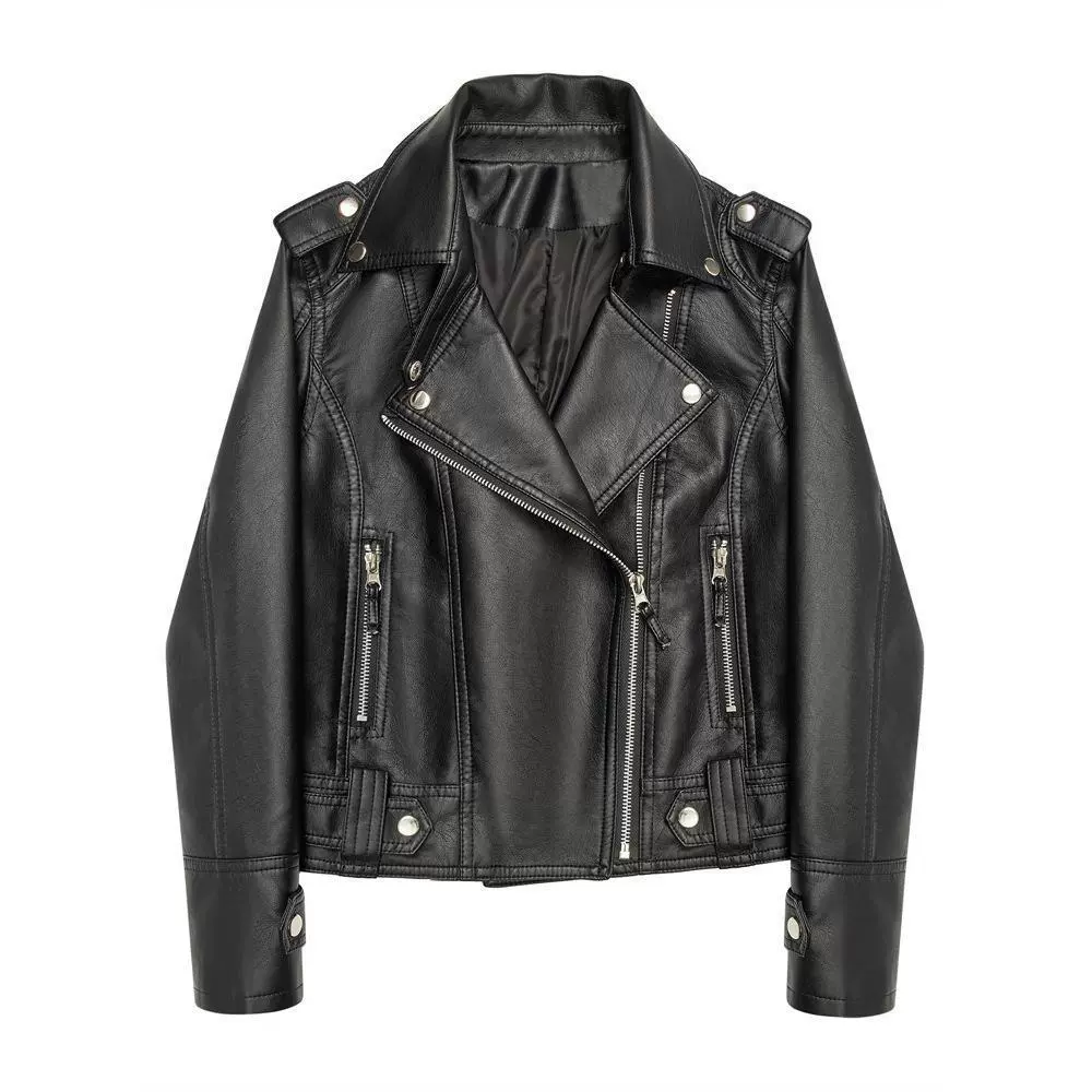 Autumn short polyurethane jacket, Korean style, fitted