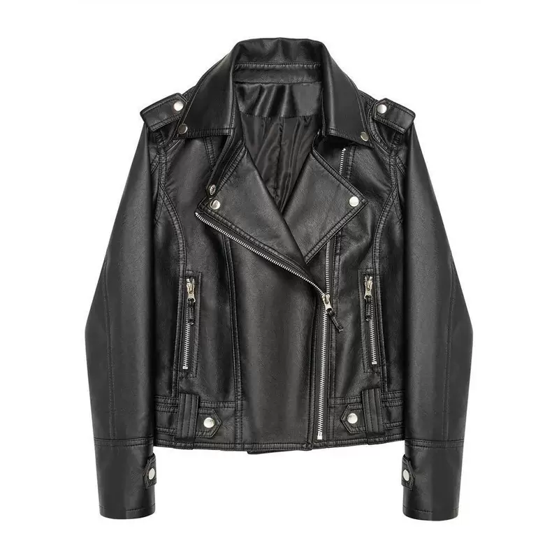 Autumn short polyurethane jacket, Korean style, fitted