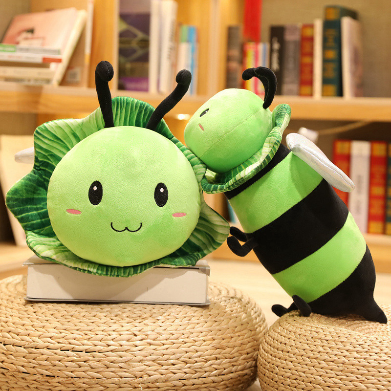 跨境搞怪蔬菜蜜蜂抱枕毛绒玩具菜bee玩偶布娃娃公仔睡觉靠枕批发