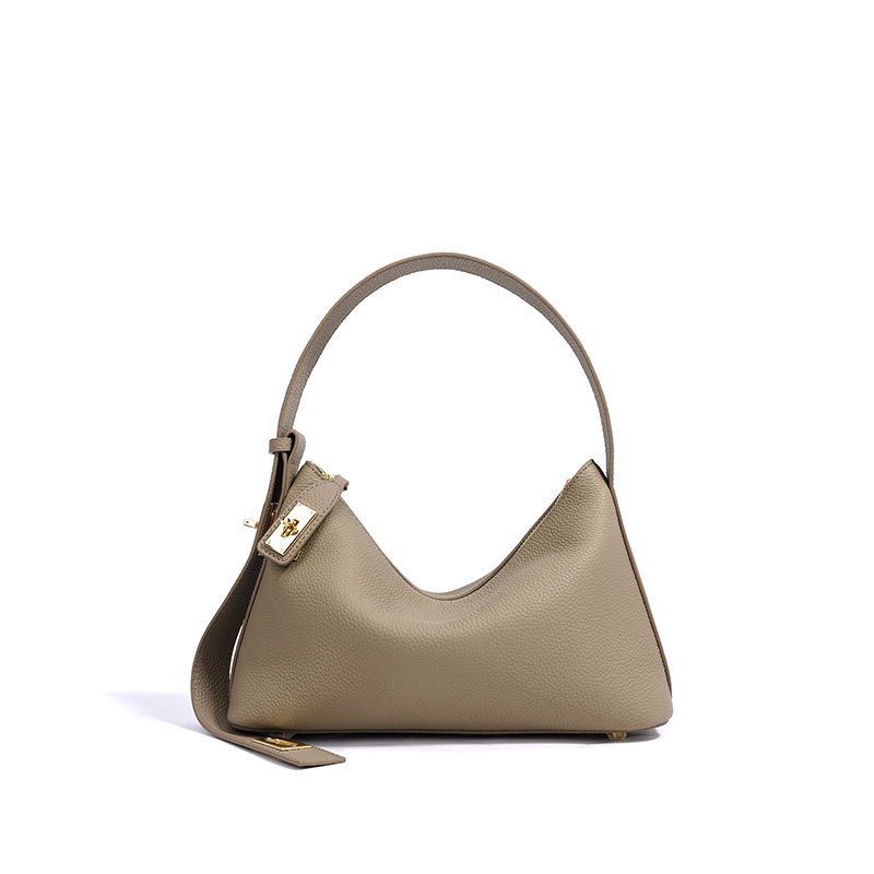 Top Grain Cowhide Leather Women's Crossbody Dumpling Bag, High-End Commuter Shoulder Bag, Niche Designer Handbag - Thumbnail 6