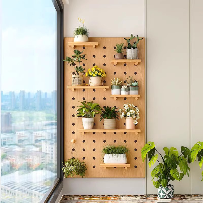 Soporte de flores, tablero de agujero, estante, balcón pequeño, diseño de área de ocio, forma creativa, pared de pared superior de pared roja neta, pared colgante