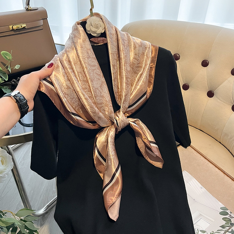 Holiday, Daily Occasion Women's Elegant Plant Satin Silk Scarf