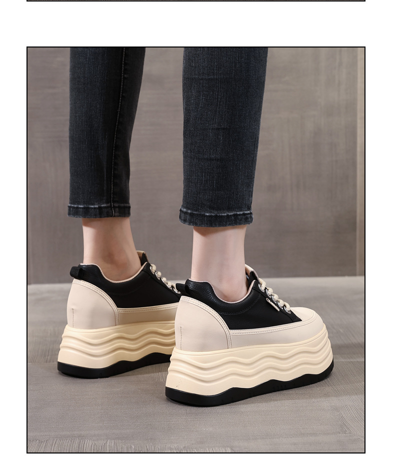 Giày sneaker nữ đế dày độn cao bên trong phiên bản cơ bản dễ phối — Màu đen chi tiết 16