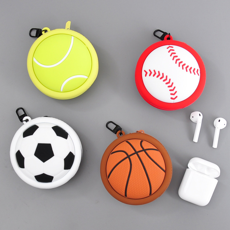 QUNCLE 新スポーツシリーズミニ収納袋バスケットボールサッカーシリコーン小銭入れカジュアルヘッドフォンバッグペンダント|undefined