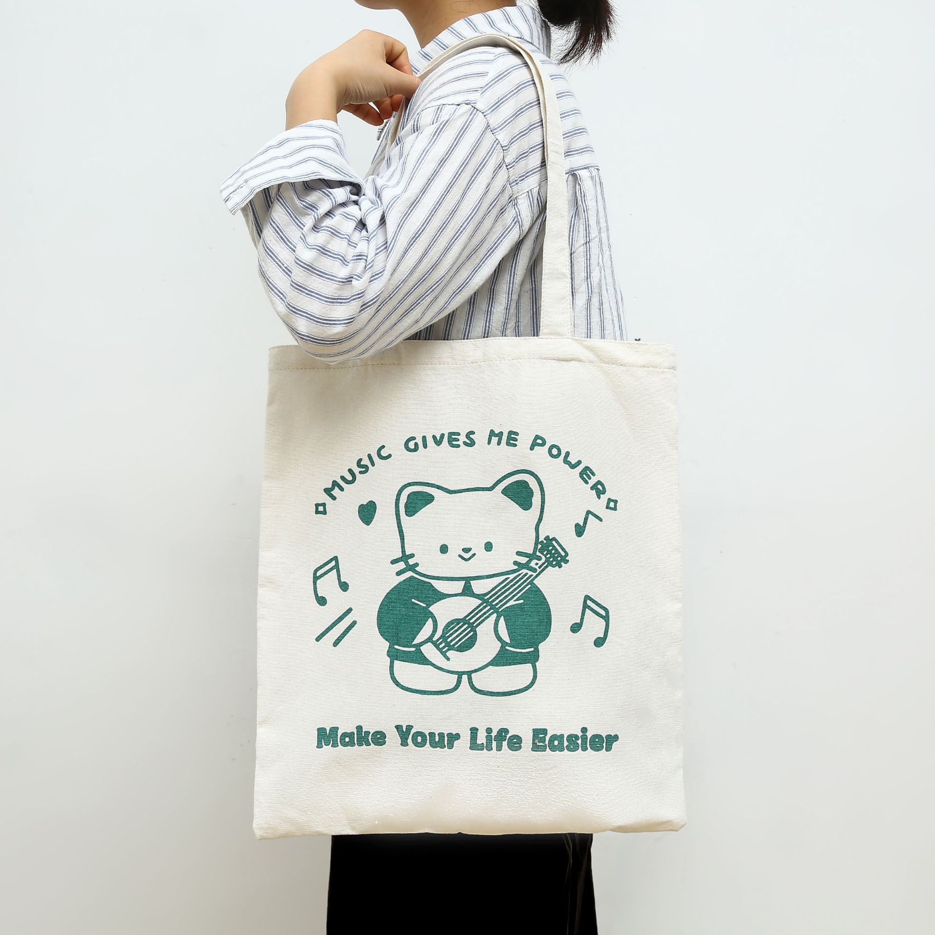 Tela de trigo de mijo bolso de lona de doble cara bolso de lona bolso de compras bolsa de almacenamiento bolsa de artículos diversos