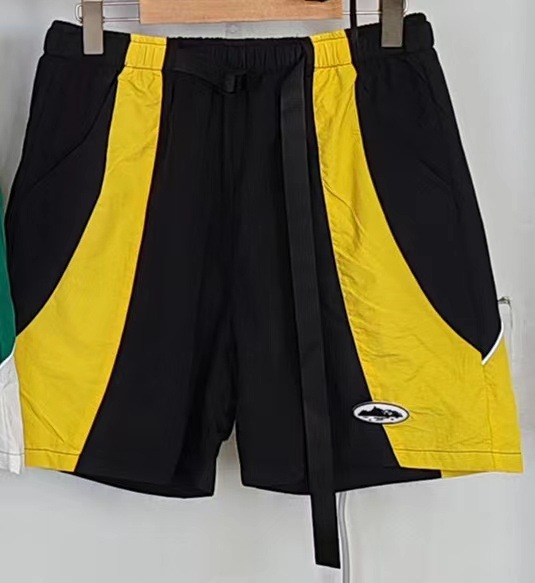 Pantalones cortos de secado rápido de playa negra y amarilla