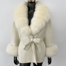 中长款宽松毛呢外套2025新款秋冬超大狐狸毛领高端双面羊毛大衣女