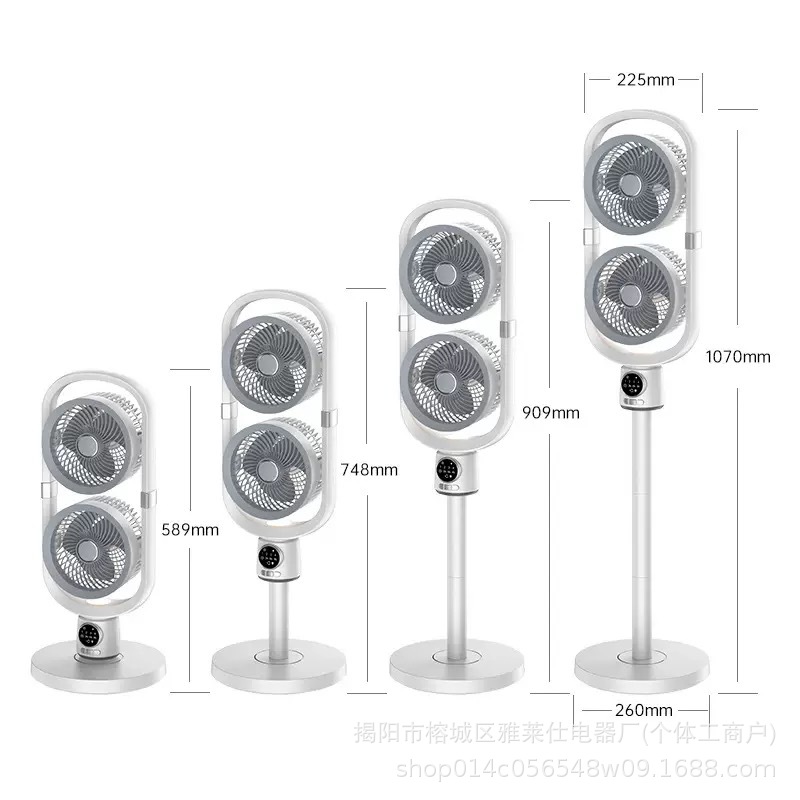 [Amazon Hot Sale] ventilador de escritorio al aire libre circulación de gran viento para el hogar visualización digital ventilador triángulo de doble propósito