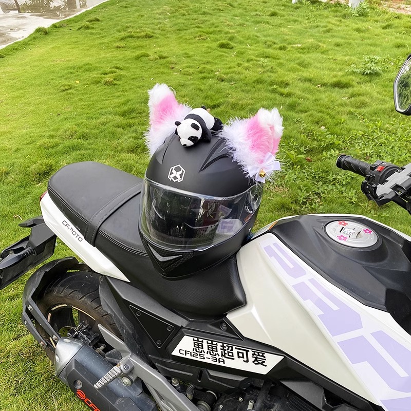 Motorcycle Helmet Decoration Detachable Plush Pink Cat Ears