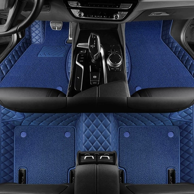 Modelə uyğun ayaqaltı, specific car models, suitable for both old - blue-blue-comfort-fiber-double-layer-foot-mat