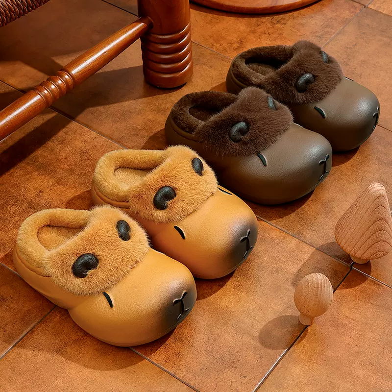 卡皮巴拉儿童棉拖鞋男童女童EVA卡通可爱亲子保暖小孩毛拖鞋批发