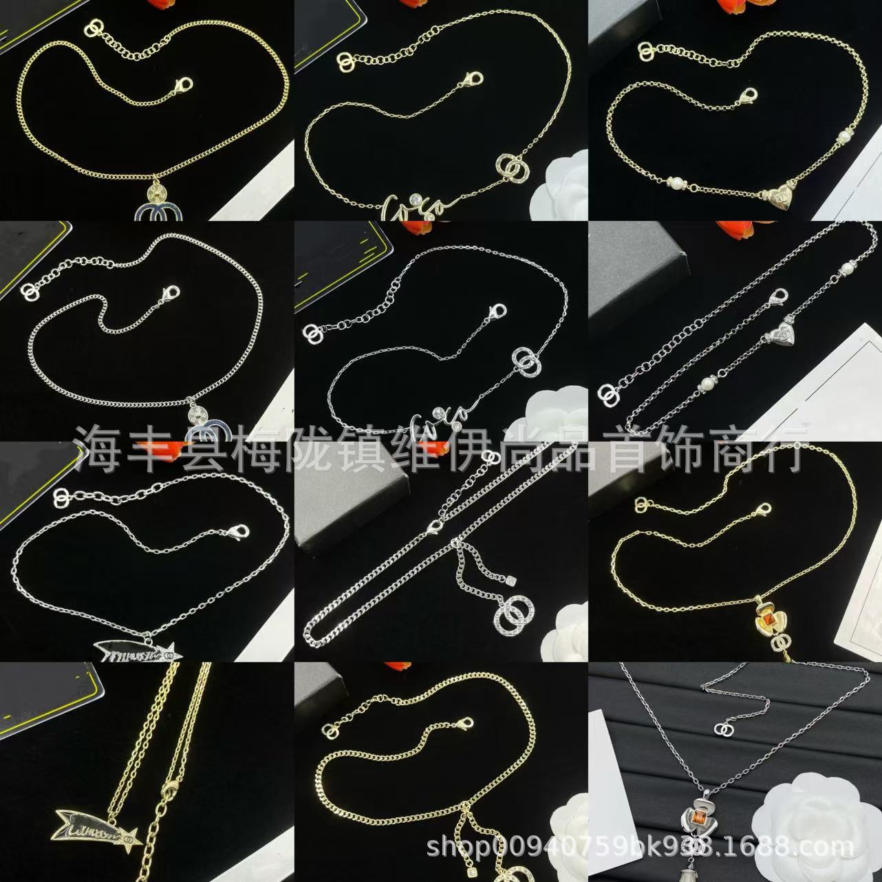 fashionable elegant retro necklace pearl with letters
