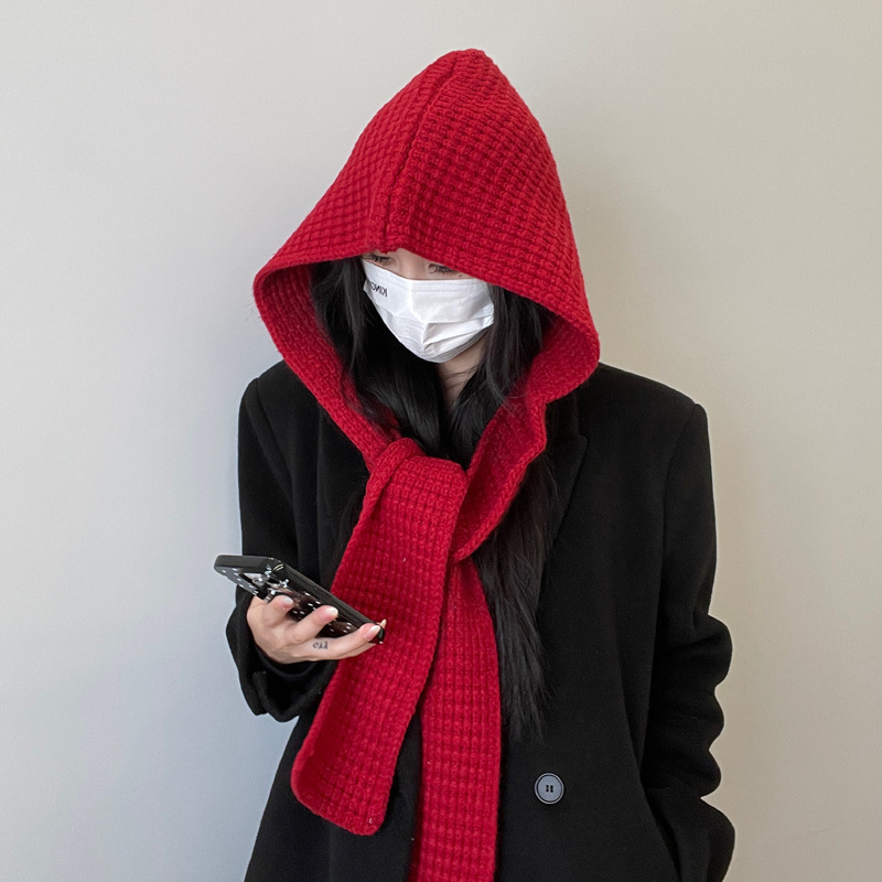 新款巴拉克拉法帽女秋冬围巾连体针织帽韩版时尚街头毛线帽显脸小|undefined