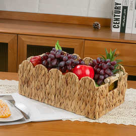 定制亚马逊花边水葫芦草编收纳篮家居装饰收纳筐桌面杂志整理篮