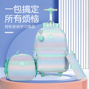 Three-Piece Set Bag Pencil Case Travel Waterproof Backpack Trolley Bag Trolley Fashion Student Casual Versatile Junior High School Student