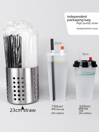 Straws disposable pearl milk tea thick straws plastic individually packaged transparent black large straws 1000 pieces in a box