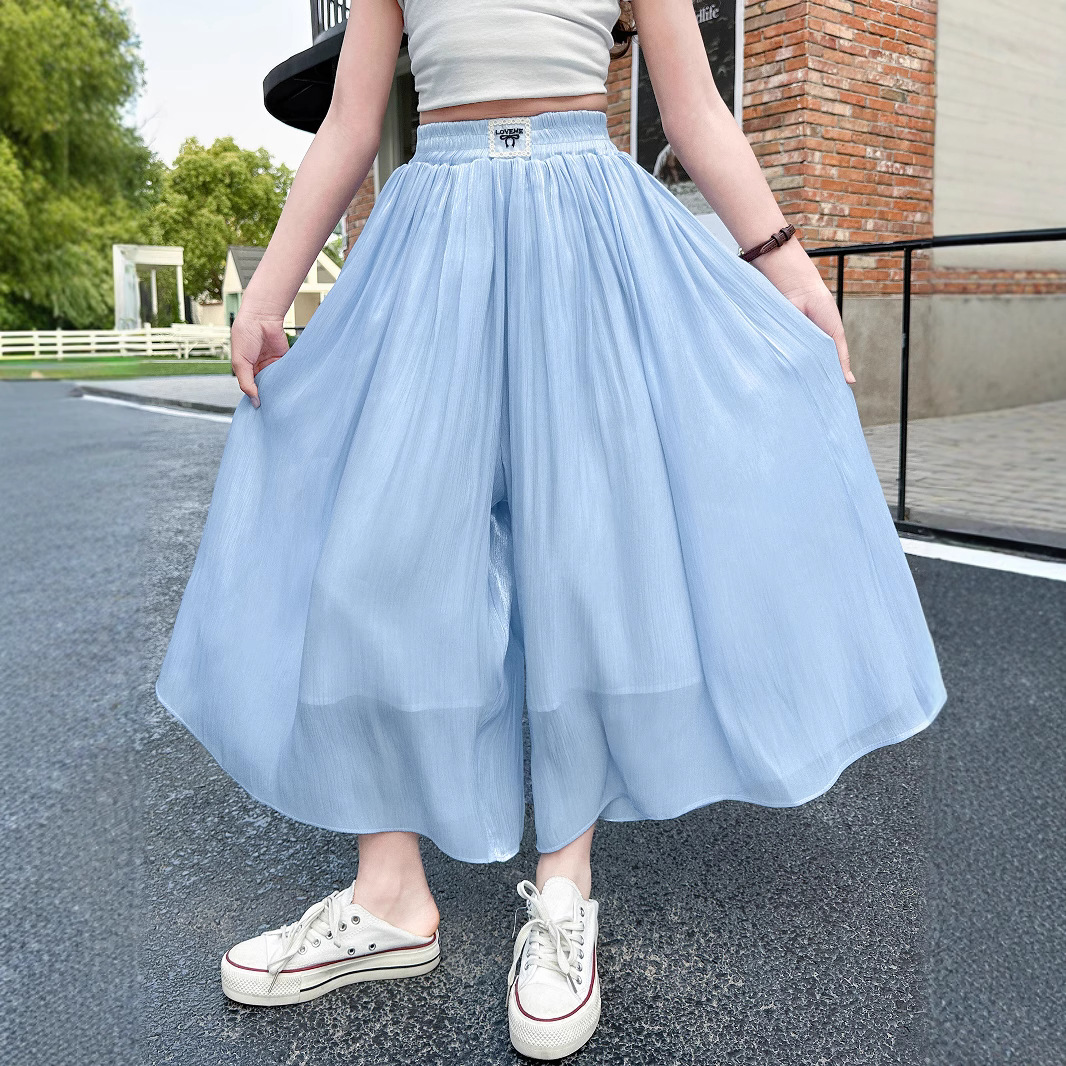 Girls' Pants Summer 2025 New Stylish Casual Wide-Leg Pants for Children, Loose Versatile Girl Skirt Pants