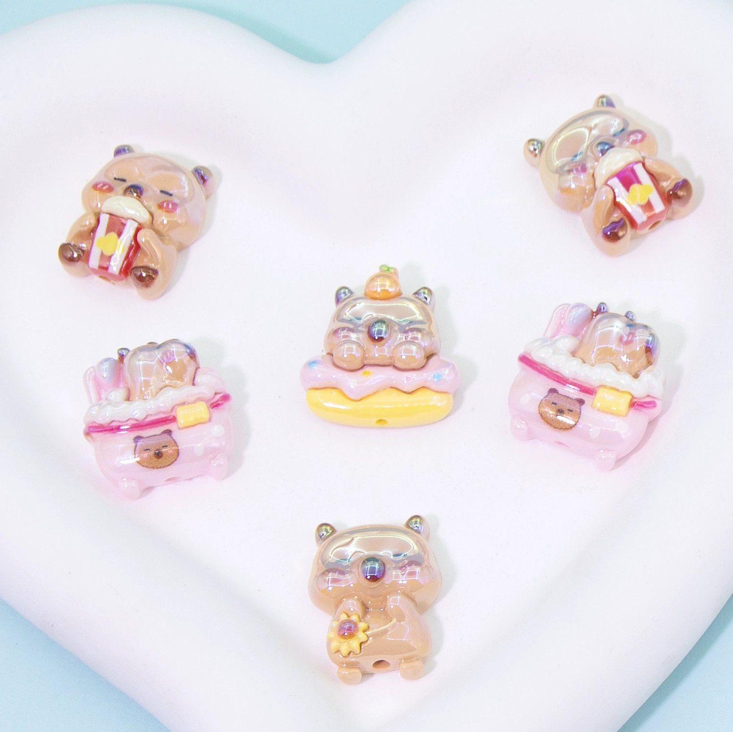 Food play with accessories, cream phone case, hair accessory, with little bears, DIY