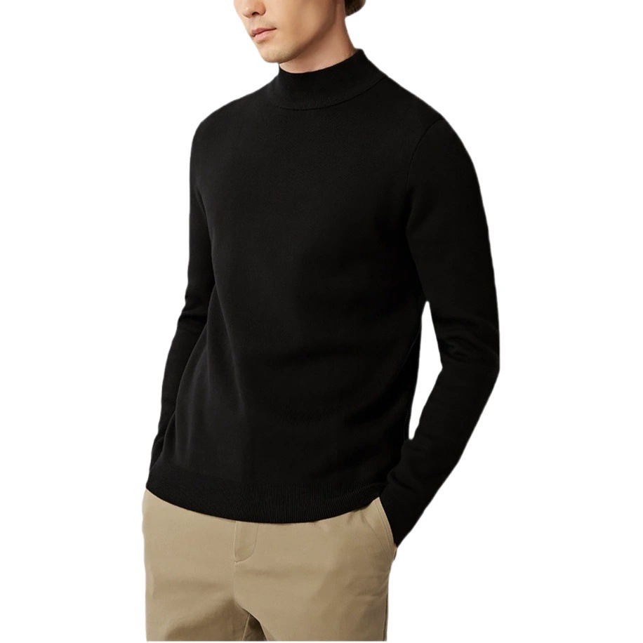 Мужской свитер с высоким воротником, однотонная внутренняя подкладка, трикотаж с полувысоким воротником, трикотаж на флисовой подкладке, деловая повседневная мужская одежда