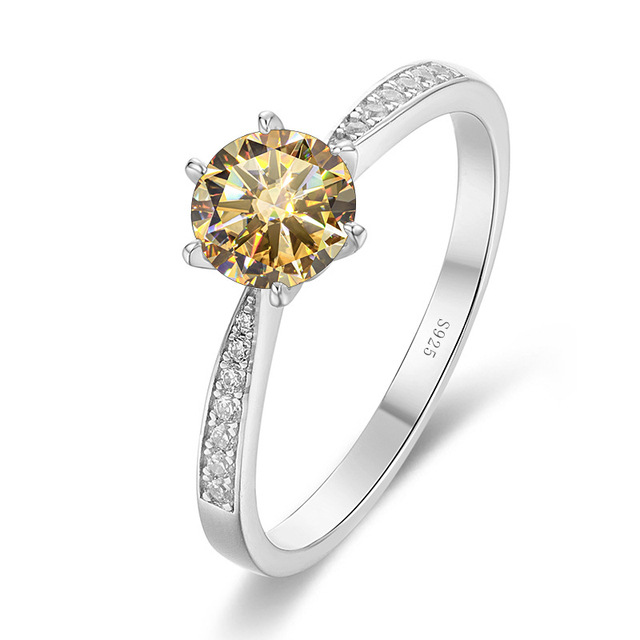 1 quilates 2 quilates de piedra de mosaico 925 plata esterlina pt950 anillo femenino con seis garras fabricantes Zhou suministro directo