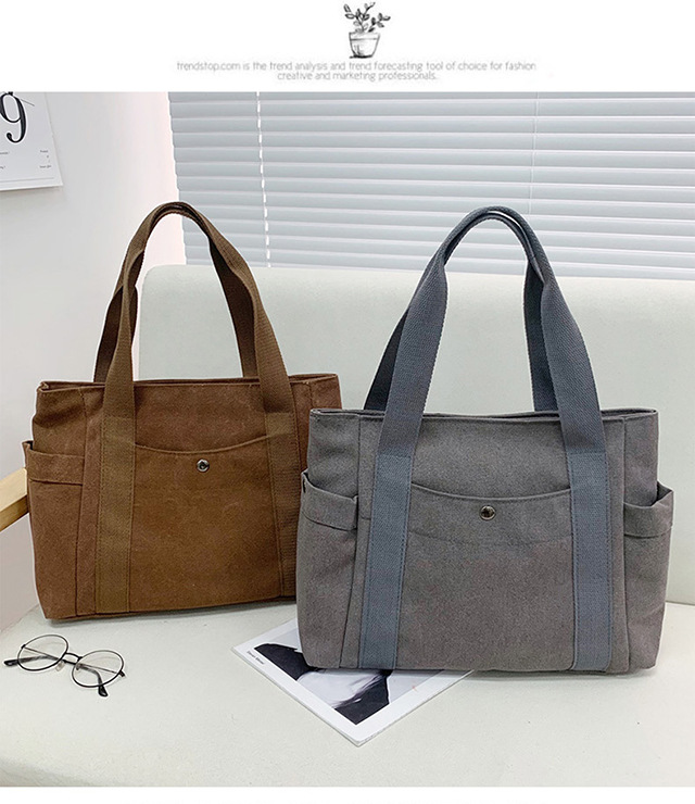 Artistic and simple canvas bag, mother's bag, middle-aged work handbag, cloth bag, large-capacity shoulder bag, women's single-shoulder bag undefined