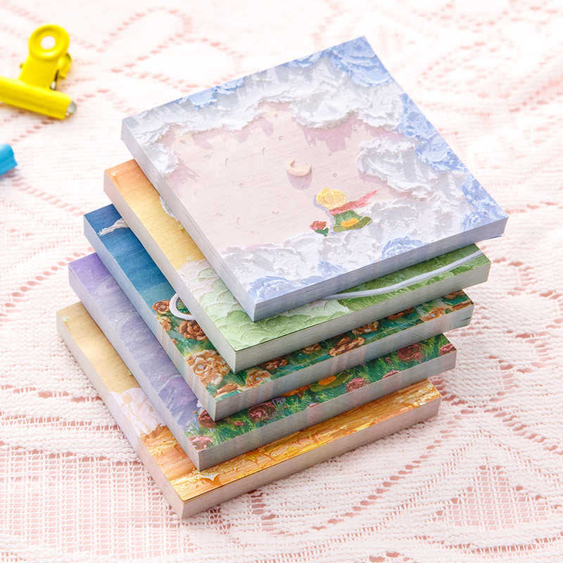 Pequeño príncipe pintura al óleo Post-it sensación 3D pegajosa Benins estilo encantador dibujos animados chica contabilidad creativa de alto valor facial