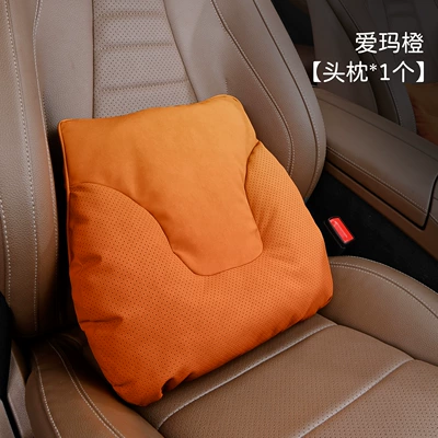 Car Seat Cushion Set 5 Headrest - bull-head-style-yacht-velvet-love-horse-orange-waist-support-1-piece