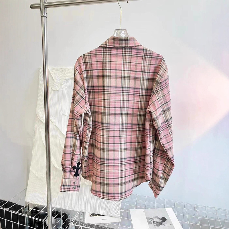 Autumn Plaid Shirt Ch Cross Trendy Brand Loose French Design Niche Long-Sleeved Top Cross Shirt Autumn Plaid Shirt Ch Cross Trendy Brand Loose French Design Niche Long-Sleeved Top Cross Shirt