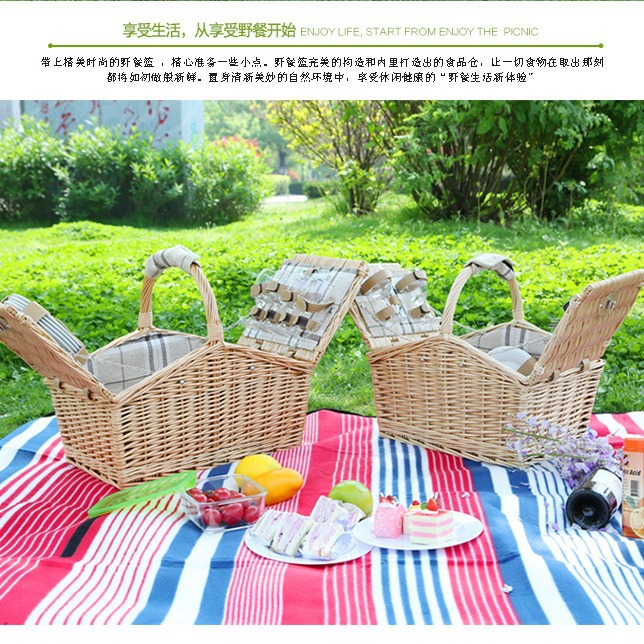 Fábrica en stock de cestas de regalo de mano de sauce con cubierta de cestas de almacenamiento de caña con cubierta de cubierta de cubierta de cubierta de mesa de primavera pastoral ins cesta de picnic