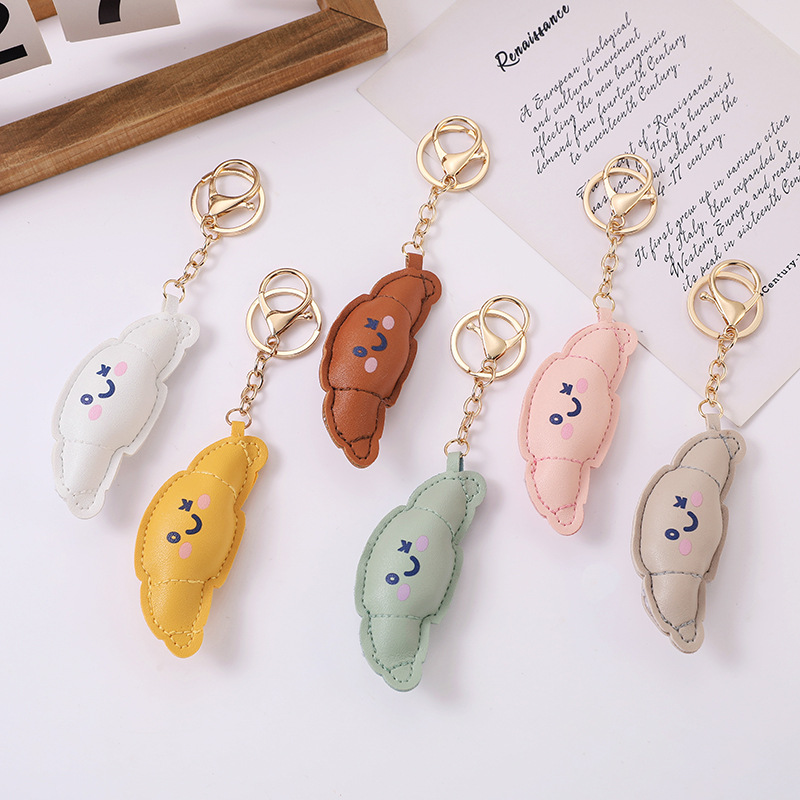 Cross-border Jellycat serie PU cuero croissant pan tostado serie de alimentos DIY llaveros joyas