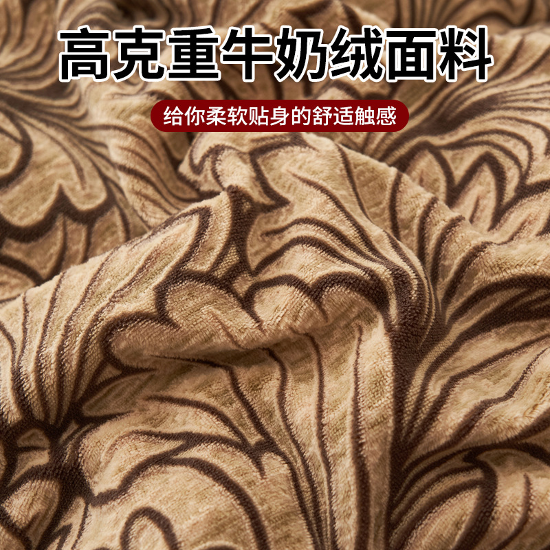 Invierno engrosado tallado cama de lana de leche de cuatro piezas tipo A cálido edredón antiestático cubierta de lana de coral de franela