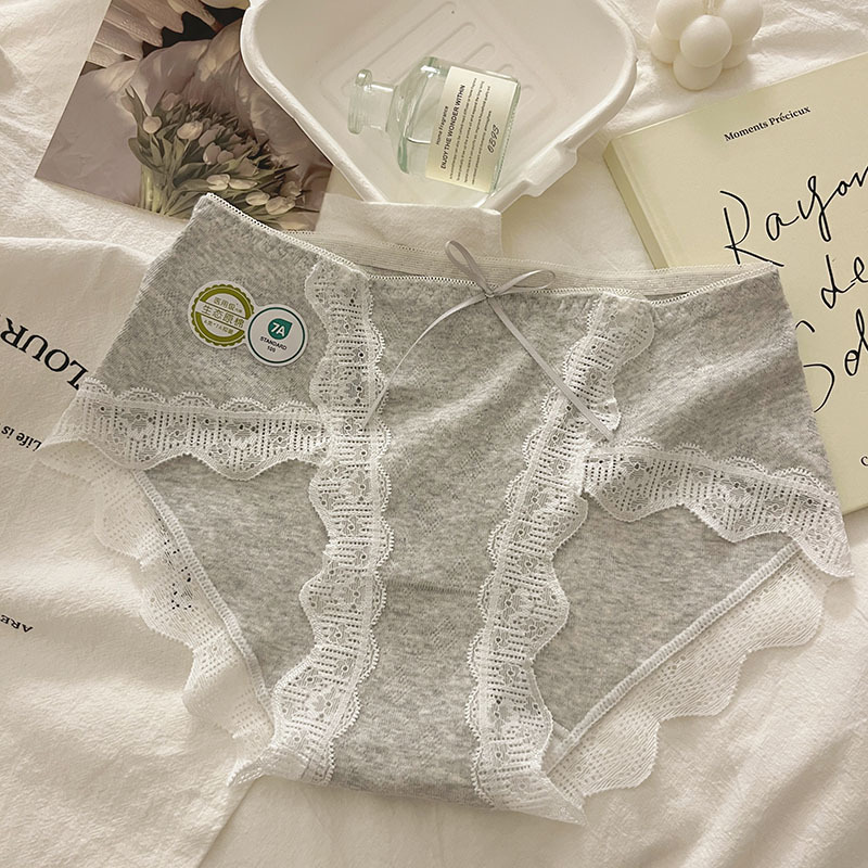 7A Antibacterial Women's Cotton Crotch A-Class Baby Cotton Mid-Waist Seamless Lace Edge Sexy Girls' Triangle Pants