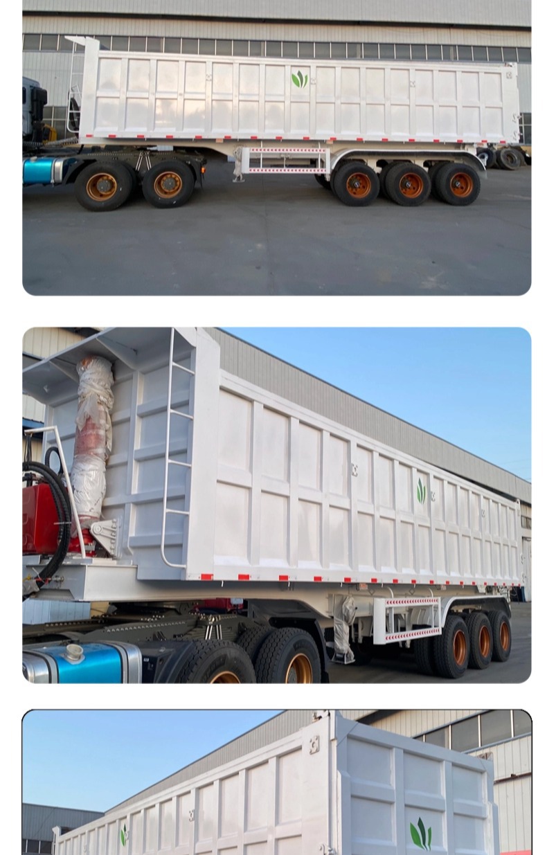 Cross-Border Supply of Rear-Turning Dump Semi-Trailer Heavy-Duty Box-Type Rear-Turning Dump Semi-Trailer Sand and Gravel Transport Trailer