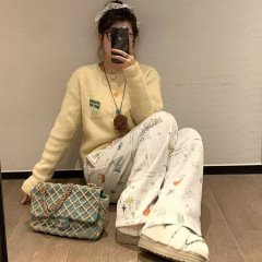 圆领彩扣针织衫外套女2025秋冬新款韩系慵懒风针织衫上衣百搭毛衣